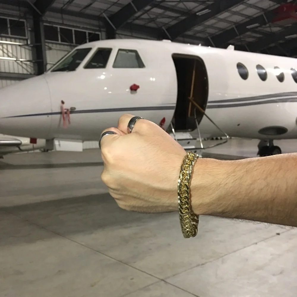 NEW DOUBLE MIAMI CUBAN LINK BRACELET 18K GOLD MADE IN ITALY *LIFETIME WARRANTY*